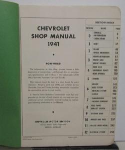 1941 Chevrolet Dealer Service Shop Manual Passenger Car Truck Original Repair