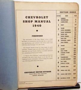 1940 Chevrolet Dealer Service Shop Manual Passenger Car Truck Original Repair