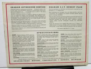 1937 Graham Crusader Sedan Auto Color Sales Brochure Original Rare