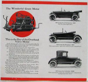 1917 Grant Six Overhead Valve Motor Sales Brochure Leaflet Original