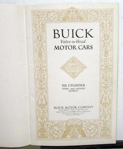 1921 Buick Six Cylinder Opened & Closed Models Twenty One Sales Brochure