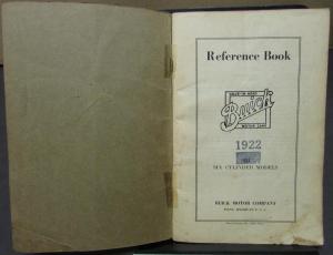 1922 Buick Six Cylinder Model Reference Operation Service Owners Book Original