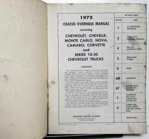 1972 Chevrolet Dealer Service Shop Repair Manual Set Chevelle Camaro Corvette