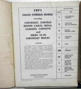 1971 Chevrolet Dealer Service Shop Manual Set Chevelle Camaro Corvette