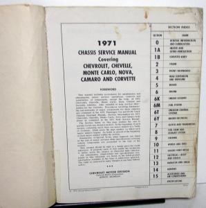 1971 Chevrolet Dealer Service Shop Manual Set Chevelle Camaro Corvette