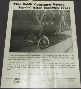 1905 1923 Buick 18 Years of Service Original Sales Poster 1905 Model C