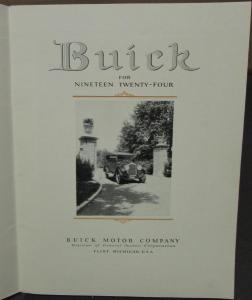 Buick Nineteen Twenty Four Six & Four Cylinder Models Original Sales Brochure