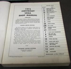 Original 1973 Chevrolet Dealer Service Shop Manual Vega Repair