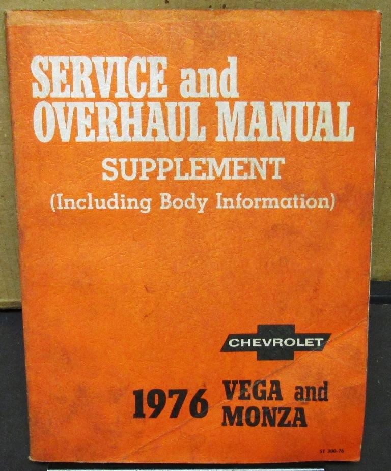 1976 Chevrolet Dealer Service & Overhaul Shop Manual Supplement Vega Monza