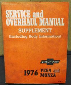 1976 Chevrolet Dealer Service & Overhaul Shop Manual Supplement Vega Monza
