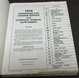 1976 Chevrolet Dealer Service Shop Overhaul Manual Camaro Corvette Monte Carlo