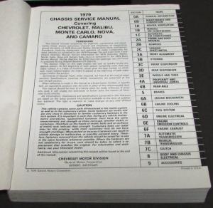 1979 Chevrolet Dealer Service Shop Manual Camaro Monte Carlo Malibu Nova