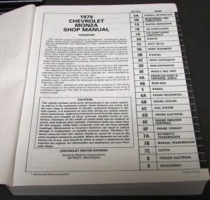 1979 Chevrolet Dealer Service Shop Manual Monza Repair