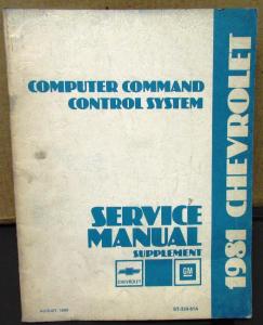 1981 Chevrolet Dealer Service Shop Manual Supplement Computer Control System