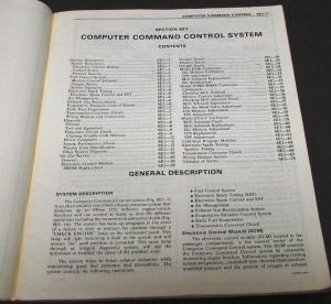 1981 Chevrolet Dealer Service Shop Manual Supplement Computer Control System