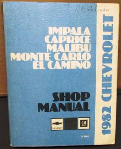 1982 Chevrolet Passenger Car Dealer Shop Service Manual Original Impala ElCamino