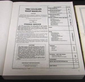 1982 Chevrolet Dealer Service Shop Manual Set Cavalier Chevy Repair