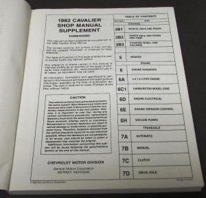 1982 Chevrolet Dealer Service Shop Manual Set Cavalier Chevy Repair