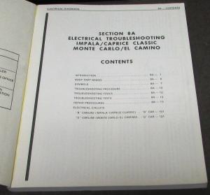 1984 Chevrolet Service Shop Electrical Troubleshooting Manual Impala El Camino