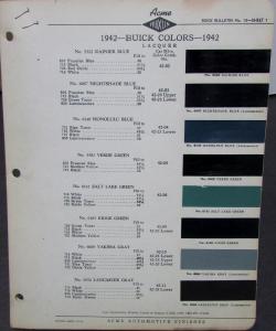 1942 Buick Colors Acme Proxlin Paint Chips Original