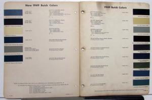 1949 Buick Color Bulletin No 20 Dupont Paint Chips Original Leaflet Set