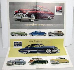 1949 Buick Series Super 50 Roadmaster 70 Color Sales Brochure Folder Original