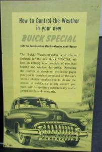 1949 Buick Special Weather Warden Venti Heater Sales Brochure Leaflet Original