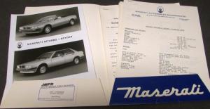 1988 Maserati Press Kit Media Release BiTurbo Si Spyder 425i Rare Dated 9/87