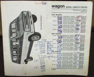 1970 Dodge B100 200 300 Tradesman Sportsman Dealer Price Salesman Pocket Info Bk
