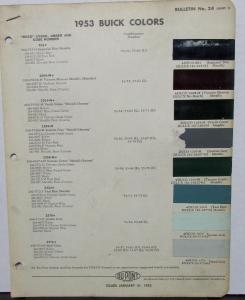 1953 Buick Paint Chip Colors by DuPont Bulletin No 24 Original