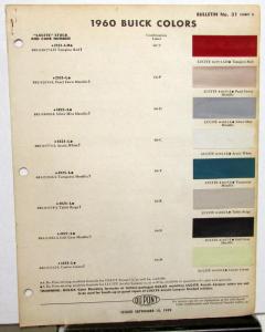1960 Buick Color Paint Chips By DuPont Co Original