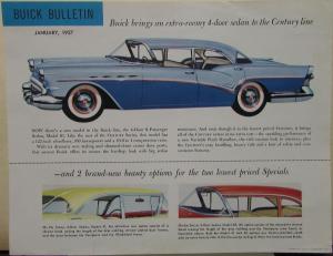 1957 Buick Bulletin Century Four Door Sedan Color Sales Sheet Original