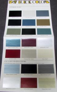1967 Buick Full Line Color Paint Chips Sales Brochure Original NICE