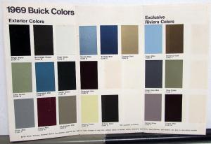 1969 Buick Colors Sales Brochure Leaflet With Paint Chips Original