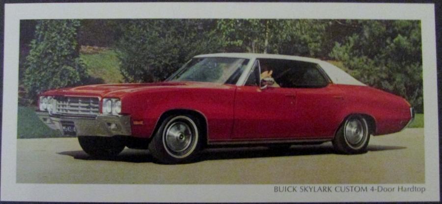 1970 Buick Skylark Custom 4 Door Hardtop Photo Data Card Original