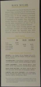 1970 Buick Skylark Custom 4 Door Hardtop Photo Data Card Original