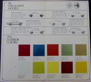 1970 Buick Opel Kadett Exterior Colors Models Specifications Sales Brochure