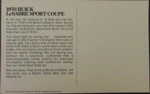 1970 Buick LeSabre Sport Coupe Postcard Original