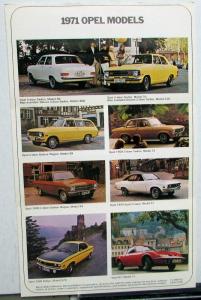 1971 Buick Opel Models Exterior Colors Specifications Sales Brochure Leaflet
