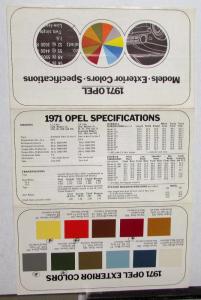 1971 Buick Opel Models Exterior Colors Specifications Sales Brochure Leaflet