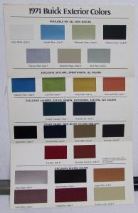 1971 Buick Colors Sales Brochure Folder With Paint Chips Original