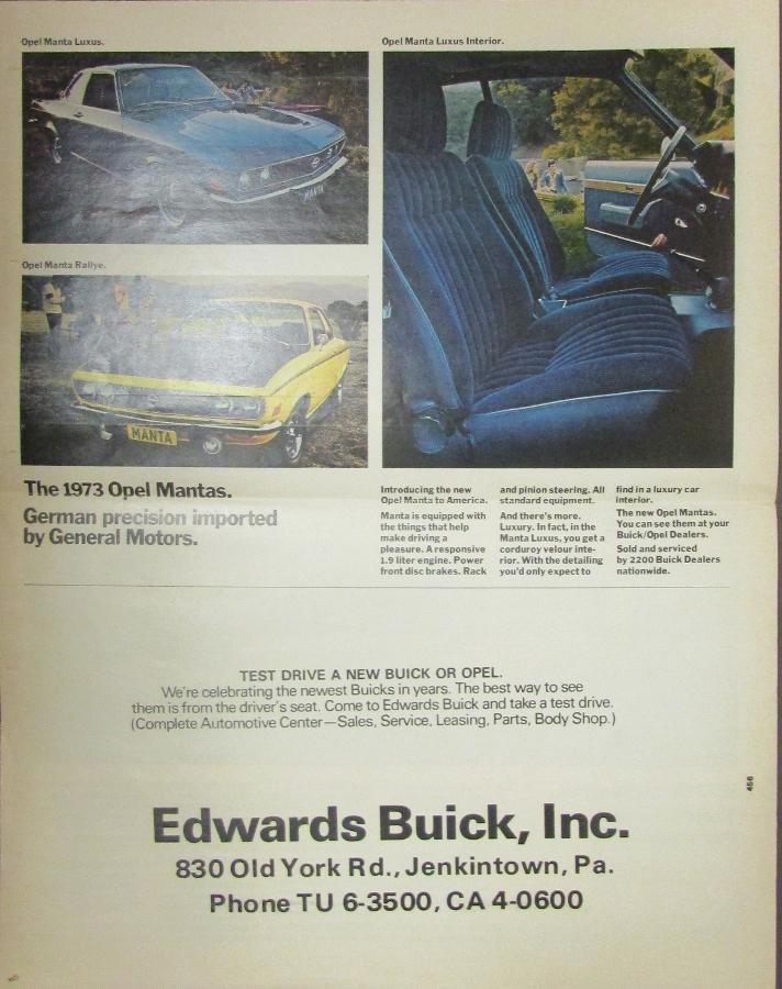 1973 Buick Newsprint AD Supplement Times Chronicle Original Color Sales