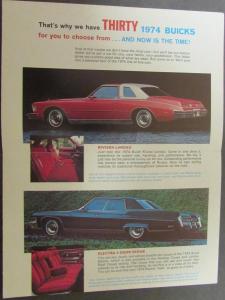 1974 Buick Riviera Electra LeSabre Century Regal Apollo Wagon Brochure Mailer