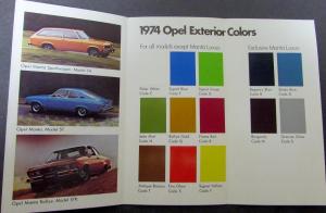 1974 Buick Opel Exterior Colors Paint Chips Original Sales Brochure Folder