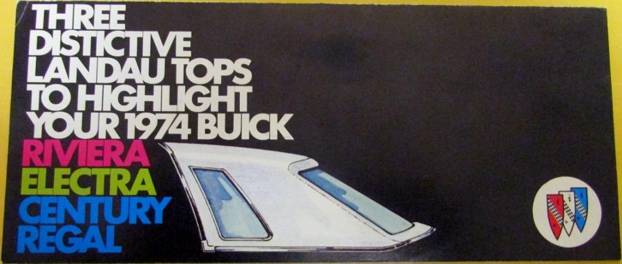 1974 Buick Riviera Electra Century Regal Landau Tops Sales Brochure Leaflet Orig