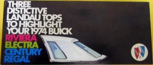 1974 Buick Riviera Electra Century Regal Landau Tops Sales Brochure Leaflet Orig