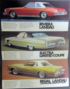 1974 Buick Riviera Electra Century Regal Landau Tops Sales Brochure Leaflet Orig