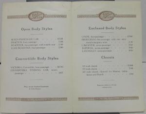 1917 Cadillac Motor Cars Schedule of Prices Sales Leaflet Brochure Original Item