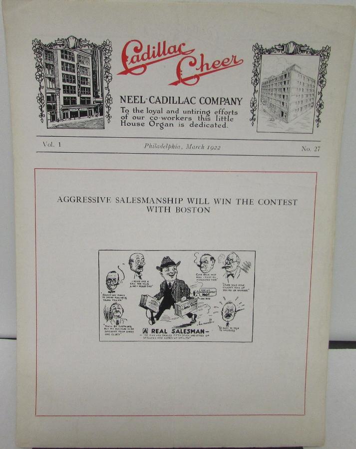 1922 Cadillac Cheer Vol I No 27 Brochure Bulletin Original