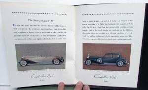1932 Cadillac LaSalle V16 V12 V8 Color Brochure Original W/Brown Cover Rare